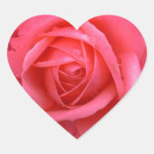 ピンクのバラのステッカーピンクのバラのギフト記念 ハートシール (正面)