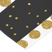 ピンクのバラのストライブ柄の金ゴールドのフェイクなグリッターの水玉模様 ショートテーブルランナー (コーナー)