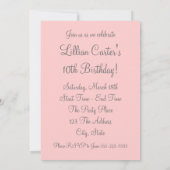 ピンクのバラのスパークル 女の子の誕生日パーティー招待状 招待状 (裏面)