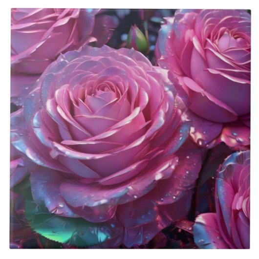 ピンクのバラのセラミックタイル タイル (正面)