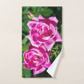 ピンクのバラのタオルのセット バスタオルセット (ハンドタオル)