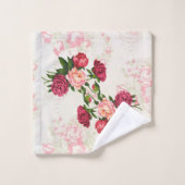 ピンクのバラのタオルのセット バスタオルセット (ウォッシュタオル)