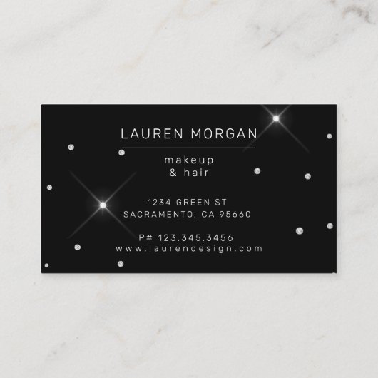 ピンクのバラのダイヤモンドエレガント美容師 名刺 (裏面)