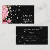 ピンクのバラのダイヤモンドエレガント美容師 名刺 (正面/裏面)