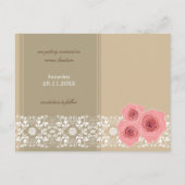 ピンクのバラのダマスクレース日付はがきを保存 案内ポストカード (裏面)