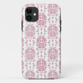ピンクのバラのダマスク柄 iPhone 11 ケース