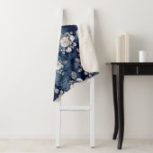 ピンクのバラのダークブルー：ヴィンテージ シェルパブランケット (インサイチュ)