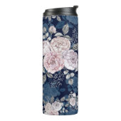 ピンクのバラのダークブルー:ヴィンテージ タンブラー (回転左)