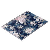 ピンクのバラのダークブルー：ヴィンテージ ノートブック (左側)