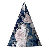 ピンクのバラのダークブルー：ヴィンテージ パーティーハット (裏面)