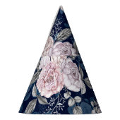 ピンクのバラのダークブルー：ヴィンテージ パーティーハット (左)