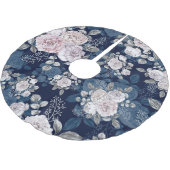 ピンクのバラのダークブルー：ヴィンテージ ブラッシュドポリエステルツリースカート (アングル)