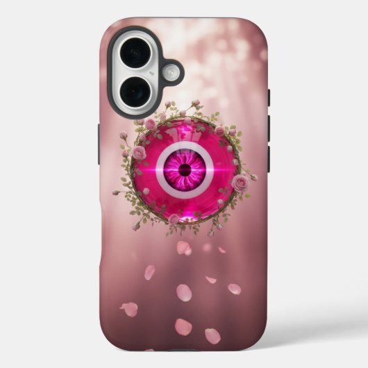 ピンクのバラのツタと悪魔の目 Case-Mate iPhoneケース (裏面)