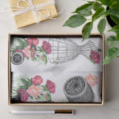 ピンクのバラのティッシュペーパーを縫うヴィンテージ 薄葉紙 (ギフト)