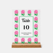 ピンクのバラのテーブル番号アクリル記号 アクリルサイン (正面)
