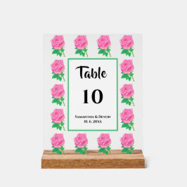ピンクのバラのテーブル番号アクリル記号 アクリルサイン