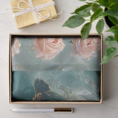 ピンクのバラのデコパージュ付きウミガメ 薄葉紙 (ギフト)