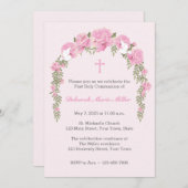 ピンクのバラのトレリス宗教招待状 招待状 (正面/裏面)