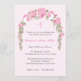 ピンクのバラのトレリス宗教招待状 招待状