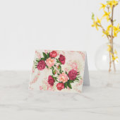 ピンクのバラのノートカード カード (黄色い花)