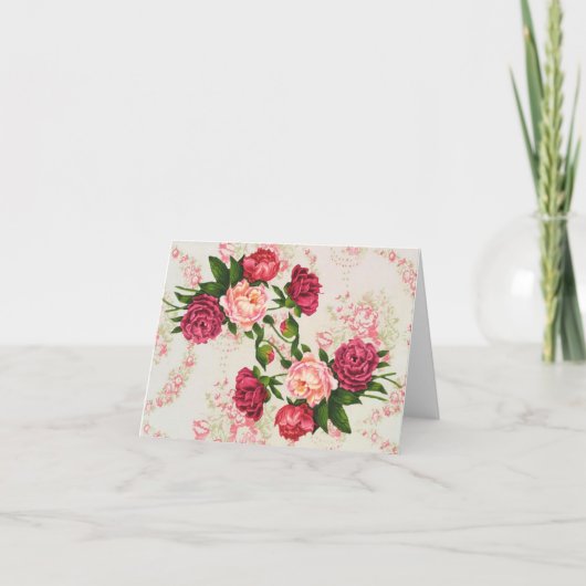 ピンクのバラのノートカード カード (正面)