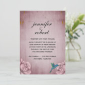 ピンクのバラのハチドリの結婚式招待状 招待状 (スタンド正面)