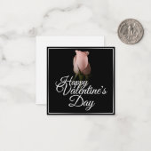 ピンクのバラのハッピーバレンタインデー ノートカード (正面/裏面インサイチュ)