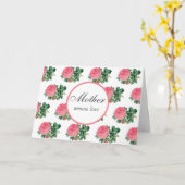 ピンクのバラのハッピーマザーズデー ホリデーグリーティングカード カード (黄色い花)