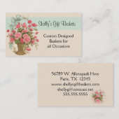 ピンクのバラのバスケットの万能名刺 名刺 (正面/裏面)