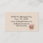 ピンクのバラのバスケットの万能名刺 名刺 (裏面)