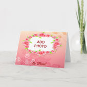 ピンクのバラのバレンタインあなたの写真を追加 シーズンカード (正面)
