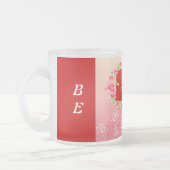 ピンクのバラのバレンタインあなたの写真を追加 フロストグラスマグカップ (左)