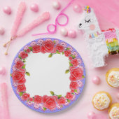 ピンクのバラのバレンタインデーあなたの写真の紙プレート ペーパープレート (パーティー)