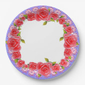 ピンクのバラのバレンタインデーあなたの写真の紙プレート ペーパープレート (正面)