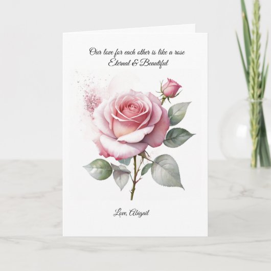 ピンクのバラのバレンタインデーのカード シーズンカード (正面)