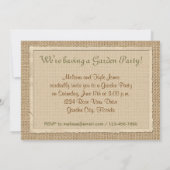 ピンクのバラのバーラップのヴィンテージの紙フレーム旅行ラベル 招待状 (裏面)