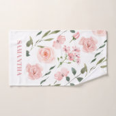 ピンクのバラのパターン名 ハンドタオル (ハンドタオル)