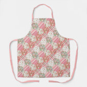 ピンクのバラのパッチワークキルトパターン エプロン (正面)