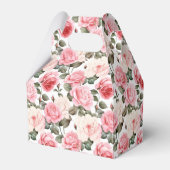 ピンクのバラのパーティートリートボックス フェイバーボックス (正面サイド)