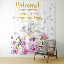 ピンクのバラのパール婚約指輪 タペストリー