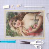 ピンクのバラのビクトリアン女性ロマンティック 薄葉紙 (クラフト)