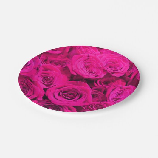 ピンクのバラのピンクの花ピンクのフローラ ペーパープレート (アングル)