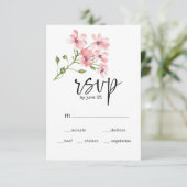 ピンクのバラのフラワー ウェディング RSVP カード (スタンド正面)
