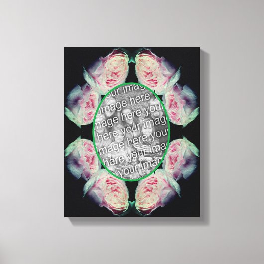 ピンクのバラのフレーム オリジナル写真から作成 キャンバスプリント (正面)