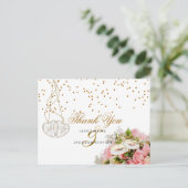 ピンクのバラのフローラの花 – ありがとう ポストカード (スタンド正面)