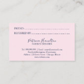 ピンクのバラのフローラは友人の紹介カードを参照 名刺 (裏面)