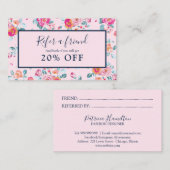 ピンクのバラのフローラは友人の紹介カードを参照 名刺 (正面/裏面)