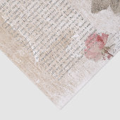 ピンクのバラのフローラフランスのスクリプトのシャビーのdecompage 薄葉紙 (詳細)