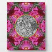 ピンクのバラのフローラ抽象芸術あなたの写真を追加 フォトプラーク (正面)