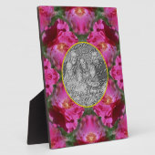 ピンクのバラのフローラ抽象芸術あなたの写真を追加 フォトプラーク (側面)